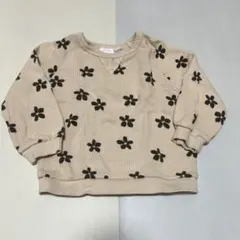 ZARA 花柄 ワッフル トレーナー 80