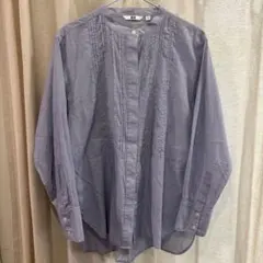UNIQLO ユニクロ　スタンドカラー長袖シャツ　水色　Lサイズ