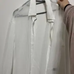 シースルー ホワイト 長袖シャツ
