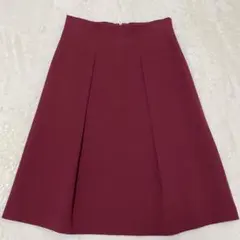 美品 アマカ AMACA フレアスカート 38 ボルドー ワインレッド 三陽商会