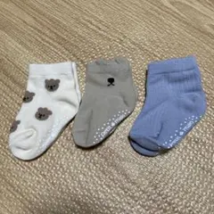 プティマイン ベビー靴下 3足セット クマ柄 9-11サイズ