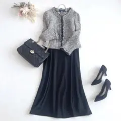 スーツ セットアップ エムズグレイシー ジャケット×スカート ツイード 卒業式L