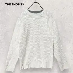 THE SHOP TK ニット セーター S 白 クルーネック 長袖 編み柄