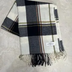 チェック柄マフラー フリンジ付き