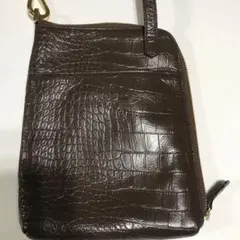 タマミワタナべ　クロコダイル　牛革　ショルダーバッグ　ブラウン