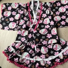 浴衣セパレート　90センチ　（黒地 花柄 金魚柄）