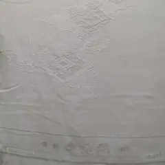 大丸百貨店扱い　正絹　寿光織　霞菱春秋草花柄　地紋様　白　着尺　反物（５８８）のサムネイル