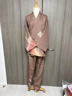 着物リメイク 正絹着物「白山紬（友禅染）」訪問着から作務衣 股下80cm