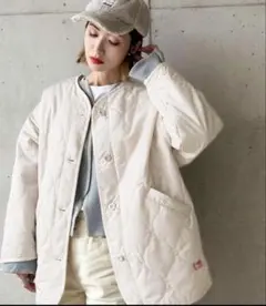 JaVaジャバコラボ大人のこなれ感ノーカラー オーバーサイズ キルティングコート