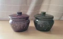 陶器製 蓋付き 壺 かめ 2個セット 梅干しや漬物などにのサムネイル