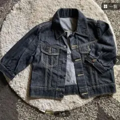 デニムジャケット　Gジャン　ブラック　パフスリーブ