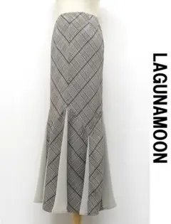 A408/美品 LAGUNAMOON ロングマーメイドスカート フレア チェック