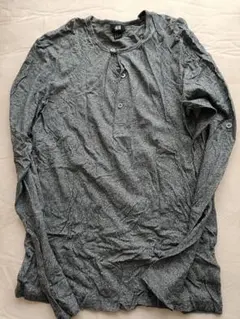 H&M グレー ヘンリーネック Tシャツ