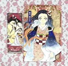 鬼滅の刃　竈門禰豆子　絵札缶バッジ　ポストカード