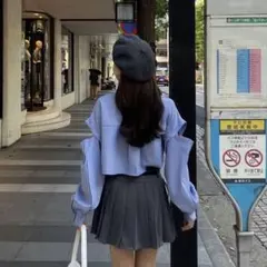 新品】AmlyCity ボウタイつきラインストーンギャザーシャツ ライト