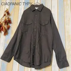 【CIAOPANIC TYPY】シャツ　オーバーサイズ　長袖　綿　麻　カーキ　M