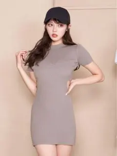 Darich ダーリッチ デザインリブニットミニワンピース FREE グレー