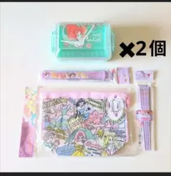 新品　ディズニープリンセスランチセット✖2　お弁当箱、お箸、箸箱、巾着