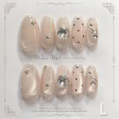 ベージュ226Lマグネット韓国シンプル淡色量産型地雷系水玉推しネイルチップ現品