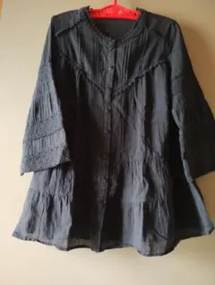 コットンレース　ピンタック　ブラウス　チュニック
