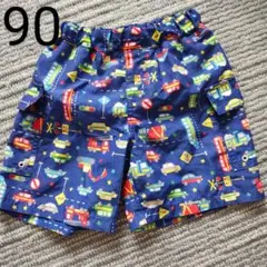 男の子水着パンツ　90 はたらくくるま　車　乗り物　標識