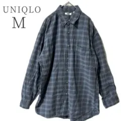 【ユニクロ】ネルシャツ ネイビー系チェック Mサイズ　メンズシャツ