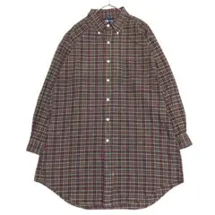 ま*げ様 ラルフローレン BD長袖シャツ 総柄 緑エンジ チェック柄 US古着f