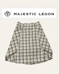 【レアウール入り】MAJESTIC LEGON スリット 膝丈 スカート　青　冬