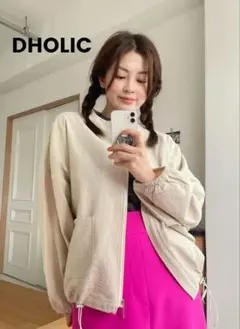 DHOLIC リネン混 ショートブルゾン 春夏 羽織り ベージュ FREEのサムネイル