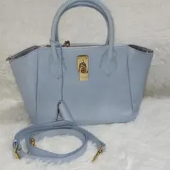 サマンサタバサ ハンドバッグショルダーバッグ斜め掛け レザー ライトブルー 水色