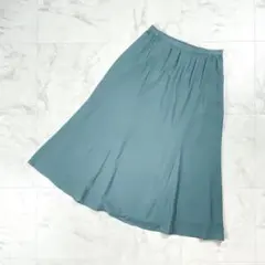 スローブイエナ 裾フレアAラインロングスカート 裏地付き 緑 36*GD969