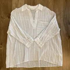 ZARA BASIC ホワイトストライプ シャツ