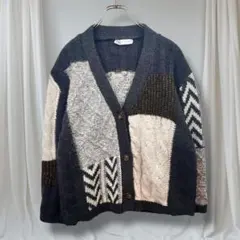 ZARA ザラ パッチワーク ニットカーディガン S 秋冬 大人カジュアル