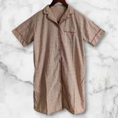 良品 GU チェック柄 半袖 パジャマ ベージュ 赤 旅行 年始 レディース雪冬