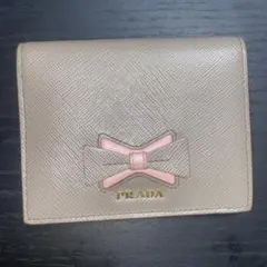 PRADA サフィアーノリボン財布 グレー