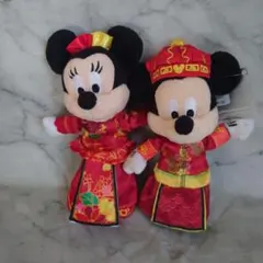 Disney　香港ディズニー　ミッキー&ミニーマウスぬいぐるみキーホルダーセット