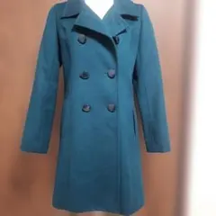 ダブルチェスターコート 90%ウール 10%カシミア サイズ9 鴨の羽色