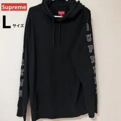 Supreme 袖ロゴ プルオーバーパーカー ブラック Lサイズ