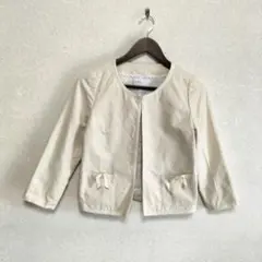 IENA イエナ　リネン混　　ノーカラー　　春ジャケット