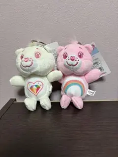 ダイソー ケアベア マスコットキーリング ピンク ホワイト