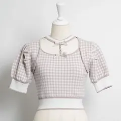 Pium チョーカーフリルヨーク切替ニット グレー - メルカリ