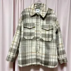 ZARA チェック柄オーバーシャツ ベージュM