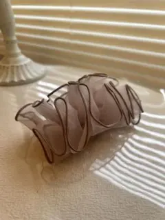 【ヘアクリップ・バレッタ】ベージュ シフォン フリル