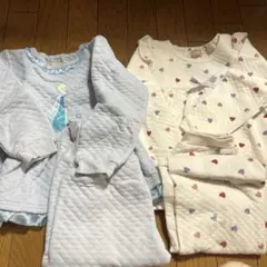 エルサ刺繍水色　パジャマ　110cm上下セット　キルティング　プティマイン