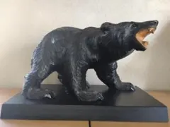 【レア】木彫り熊　ビンテージ　彫刻作品　魚なし 台座つき