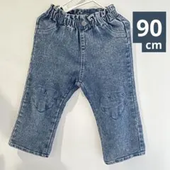 デニムブルー ハート刺繍 パンツ 90cm micorrid