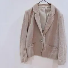 ベージュ ニット テーラードジャケット M