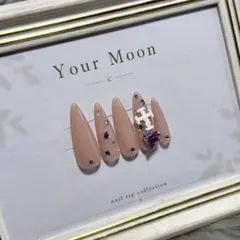 ネイルチップ 韓国 量産型 地雷系 クロス　ハートピンク シンプル 大人可愛い