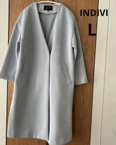 INDIVI インディヴィ　ダンボールノーカラーコート　アイスブルー　春　L