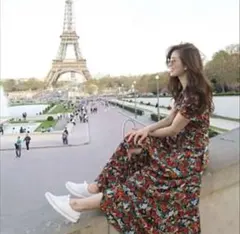 完売品　中村アン着用　ZARA Mサイズ　フラワープリント 半袖シャツワンピース